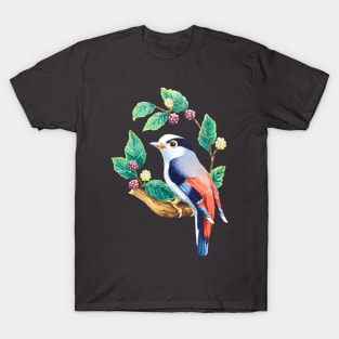 Silver-Breasted Broadbill with Berries T-Shirt